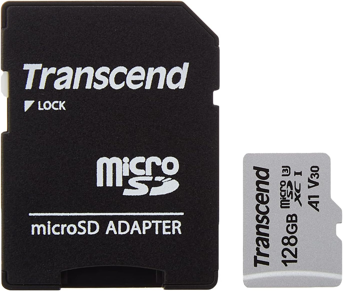 Transcend 128GB microSDXC 300S Class 10 Memory Card with up to 95/45 MB/s (for Smartphones, Digital Camers and Nintendo Switch Consoles) including SD Adapter TS128GUSD300S-A 128 GB Retail Standard pac