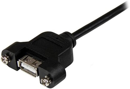 StarTech.com USBPNLAFAM1 - Cable Alargador de 30cm USB 2.0 de Alta Velocidad para Montar Empotrar en Panel - Extensor Macho a Hembra USB A - Negro