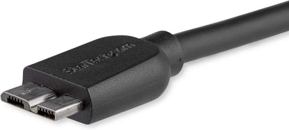 StarTech.com 15cm 6in Short Slim USB 3.0 A to Micro B Cable M/M - Mobile Charge Sync USB 3.0 Micro B Cable for Smartphones and Tablets (USB3AUB15CMS),Black 6 Inch  Single