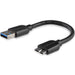 StarTech.com 15cm 6in Short Slim USB 3.0 A to Micro B Cable M/M - Mobile Charge Sync USB 3.0 Micro B Cable for Smartphones and Tablets (USB3AUB15CMS),Black 6 Inch  Single