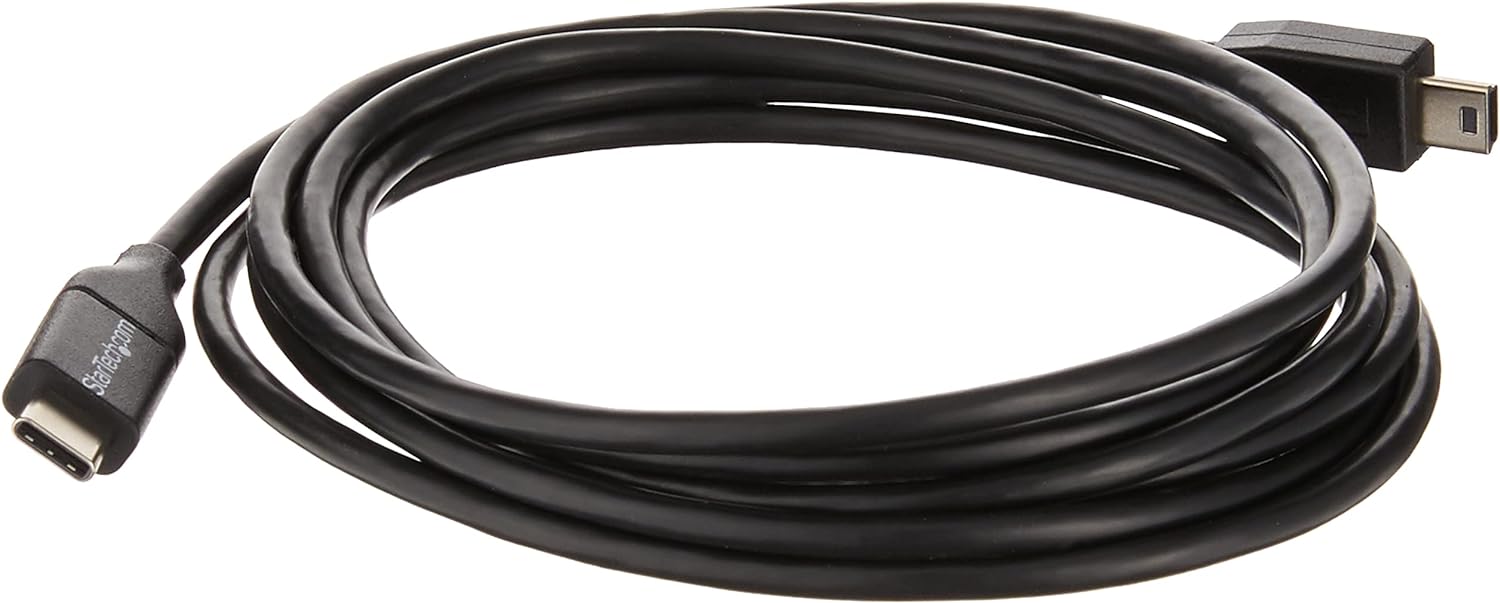 StarTech.com USB C to Mini USB Cable - 6 ft / 2m - M/M - USB 2.0 - Mini USB Cord - USB C to Mini B Cable - USB Type C to Mini USB (USB2CMB2M