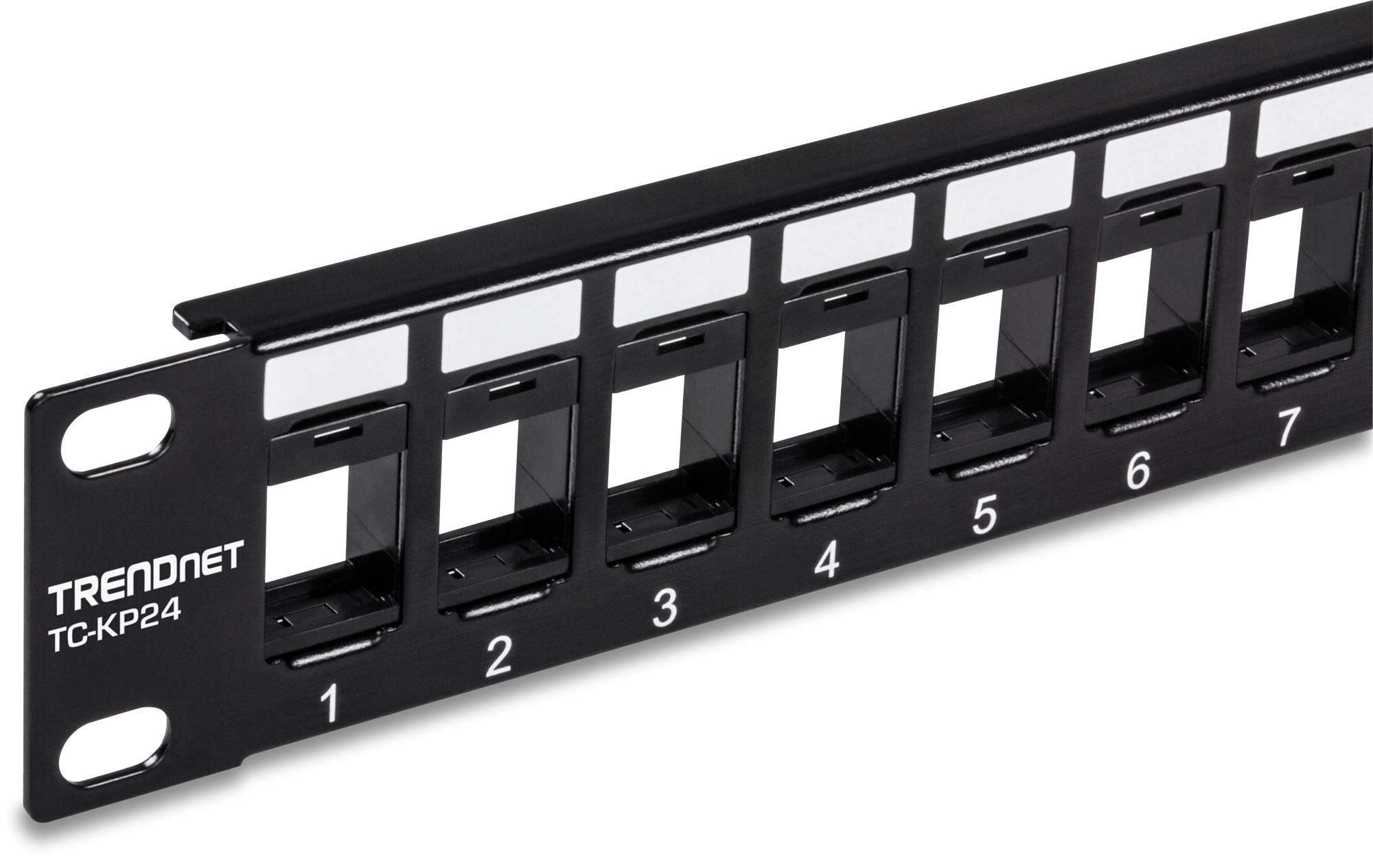 TRENDnet 24-Port Blank Keystone 1U Patch Panel, TC-KP24, Cat5, Cat5e, Cat6, Cat6A, UTP, 19 Inch RackMount Design, Recommended with TC-K25C6 & TC-K50C6 Cat6 Keystone Jacks 24 Port 24-Port