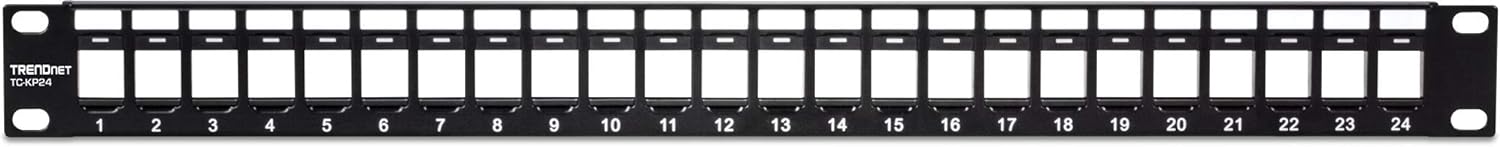 TRENDnet 24-Port Blank Keystone 1U Patch Panel, TC-KP24, Cat5, Cat5e, Cat6, Cat6A, UTP, 19 Inch RackMount Design, Recommended with TC-K25C6 & TC-K50C6 Cat6 Keystone Jacks 24 Port 24-Port