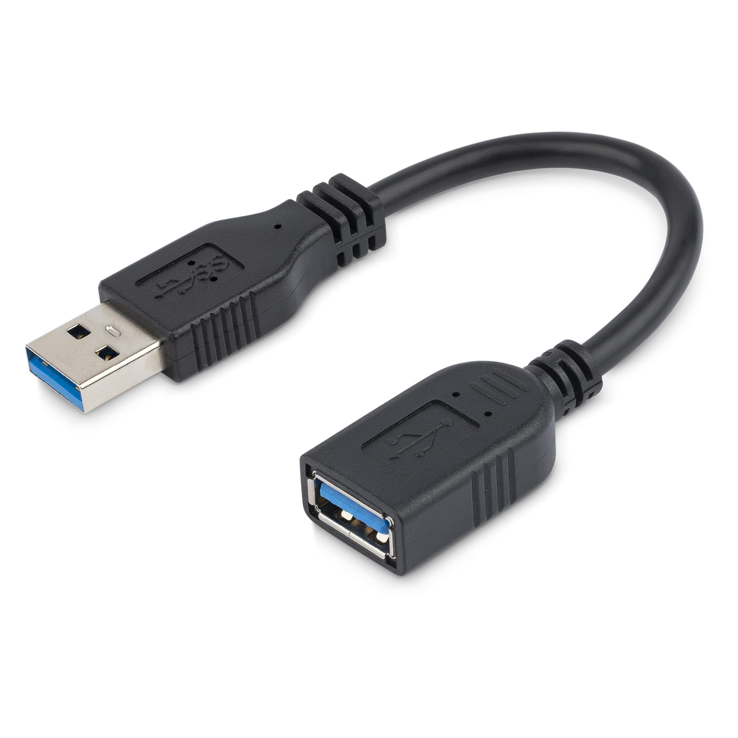 StarTech.com 6in Short USB 3.0 Extension Adapter Cable (USB-A Male to USB-A Female) - USB 3.1 Gen 1 (5Gbps) Port Saver Cable - Black (USB3EXT6INBK