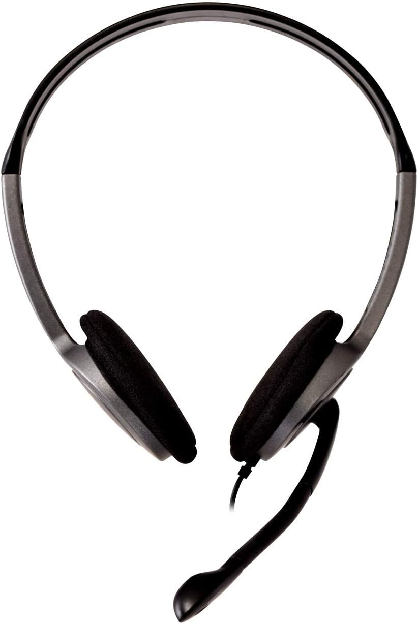 V7 HA212 Lightweight Stereo Headset with Microphone - Black & Grey