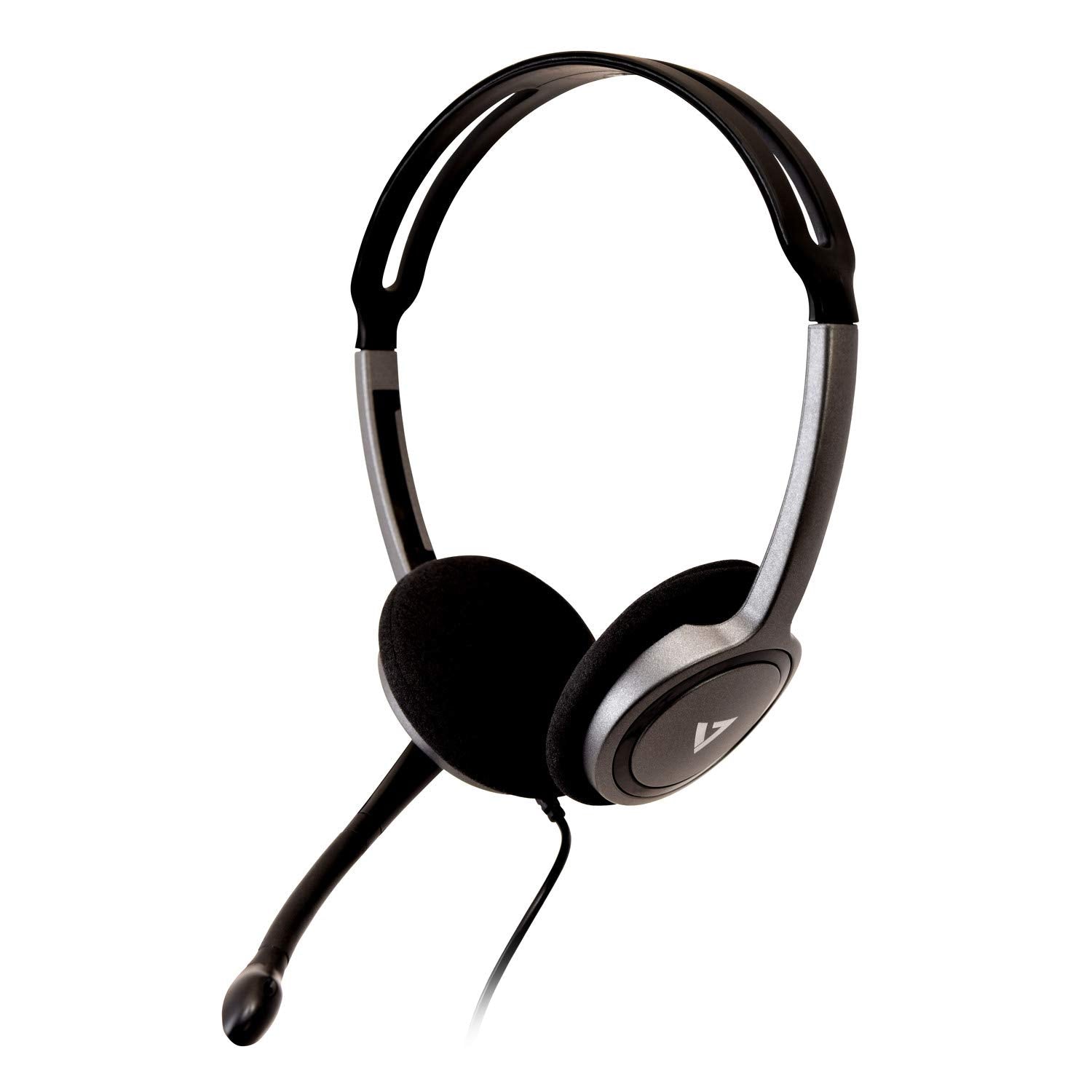 V7 HA212 Lightweight Stereo Headset with Microphone - Black & Grey