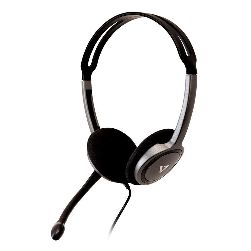 V7 HA212 Lightweight Stereo Headset with Microphone - Black & Grey