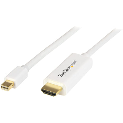 StarTech.com 6ft (2m) Mini DisplayPort to HDMI Cable - 4K 30Hz Video - mDP to HDMI Adapter Cable - Mini DP or Thunderbolt 1/2 Mac/PC to HDMI Monitor - mDP to HDMI Converter Cord - White (MDP2HDMM2MW