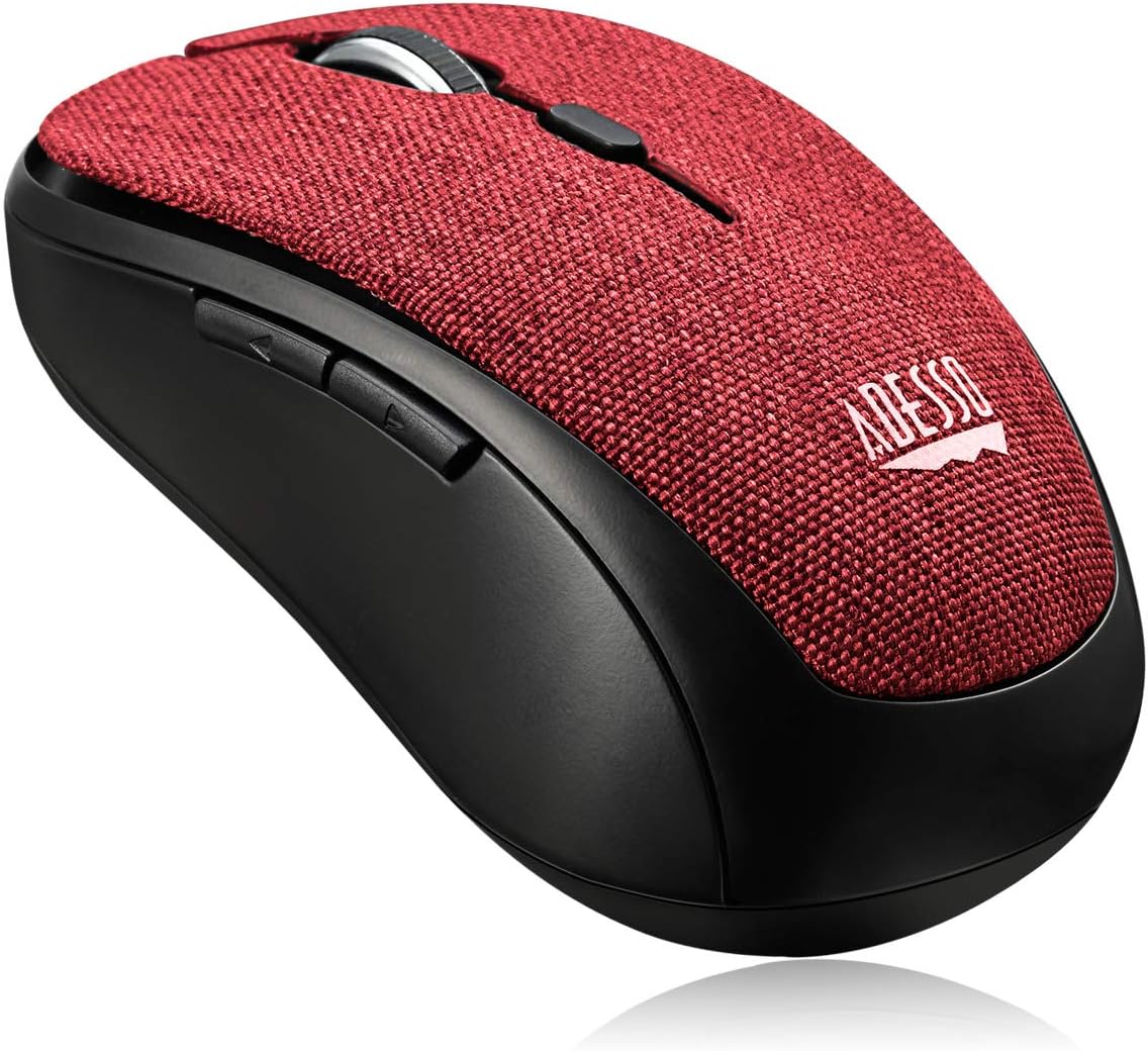 Adesso iMouse S80R ratón RF inalámbrico Óptico 1600 dpi Ambidextro - Ratón (Ambidextro, Movimientos: RF inalámbrico, 1600 dpi, Negro, Rojo