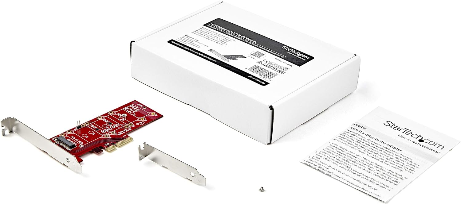 StarTech.com M2 PCIe SSD Adapter - x4 PCIe 3.0 NVMe / AHCI / NGFF / M-Key - Low Profile and Full Profile - SSD PCIe M.2 Adapter (PEX4M2E1
