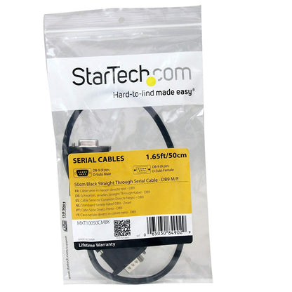 StarTech.com 0.5m Black Straight Through DB9 RS232 Serial Cable - DB9 RS232 Serial Extension Cable - Male to Female Cable - 50cm (MXT10050CMBK