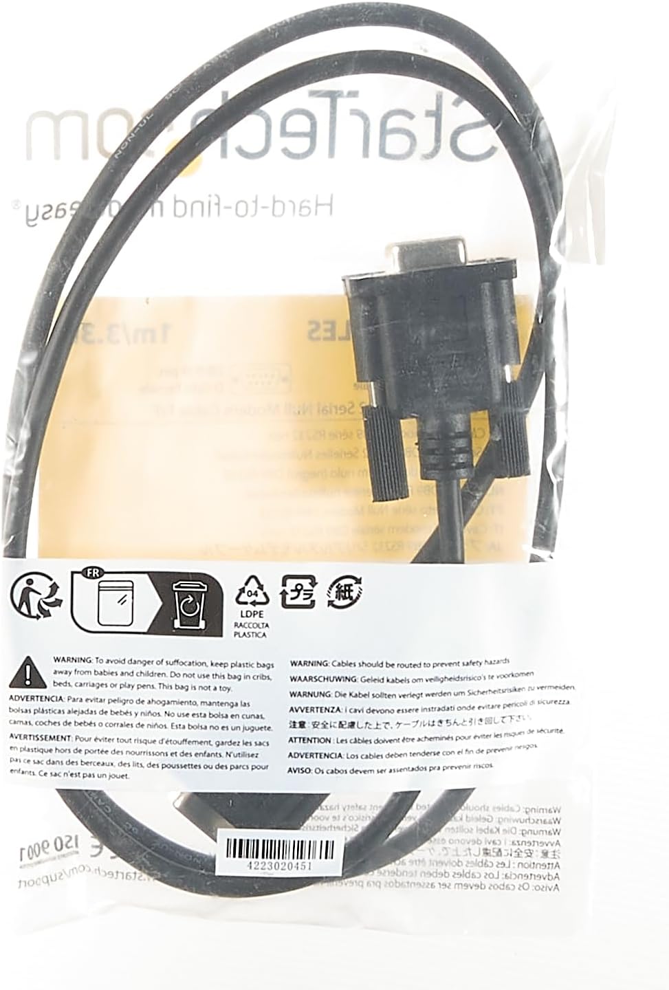 StarTech.com 1m Black DB9 RS232 Serial Null Modem Cable F/F - DB9 Female to Female - 9 pin RS232 Null Modem Cable - 1 meter, Black