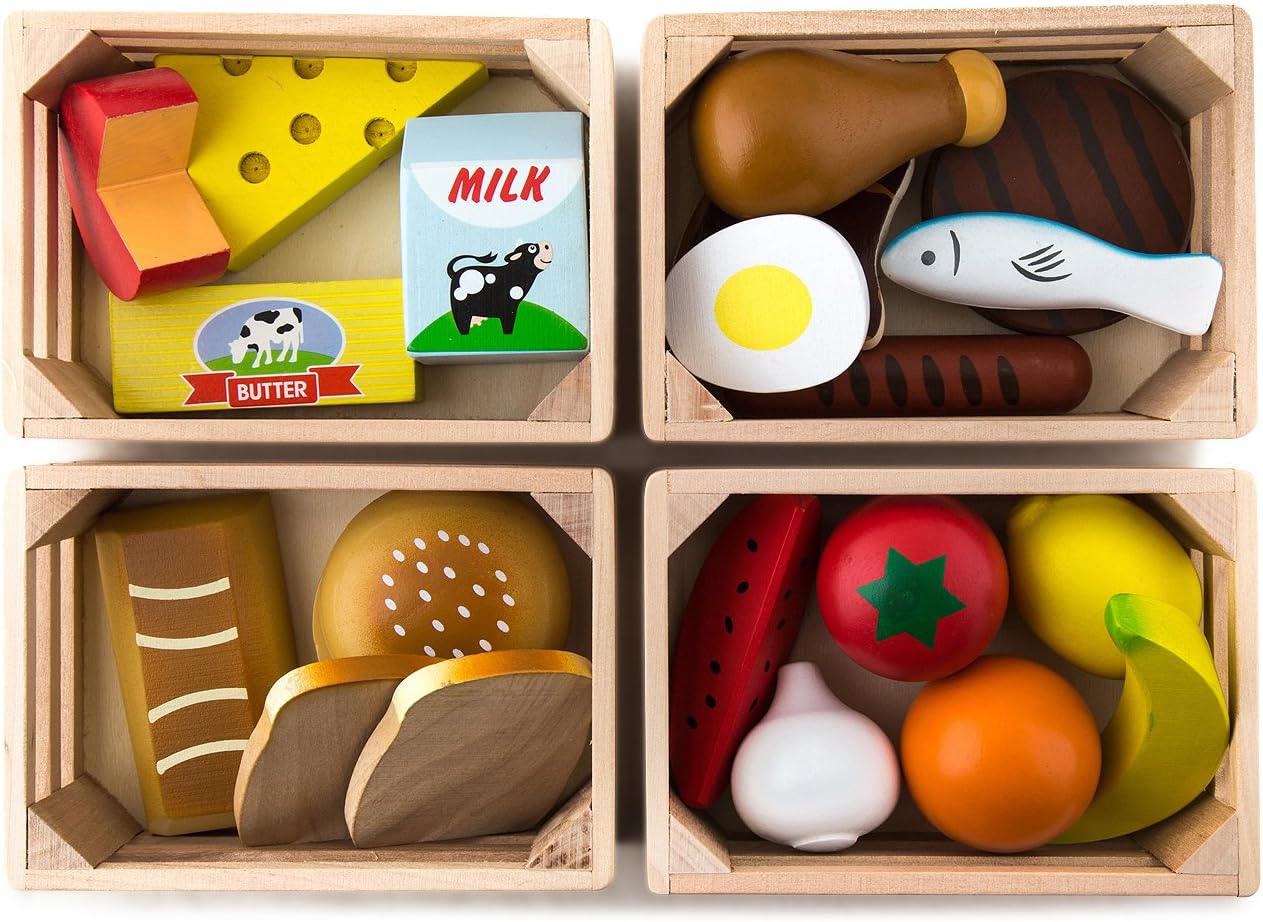 Melissa and Doug Holz Lebensmittel Kinderküche Zubehör Holz | Spielküche Zubehör Holz & Kaufladen Zubehör Holz | Küchenspielzeug für Kinder Küchenzubehör | Holzspielzeug Küche Kinder ab 2 Jahre