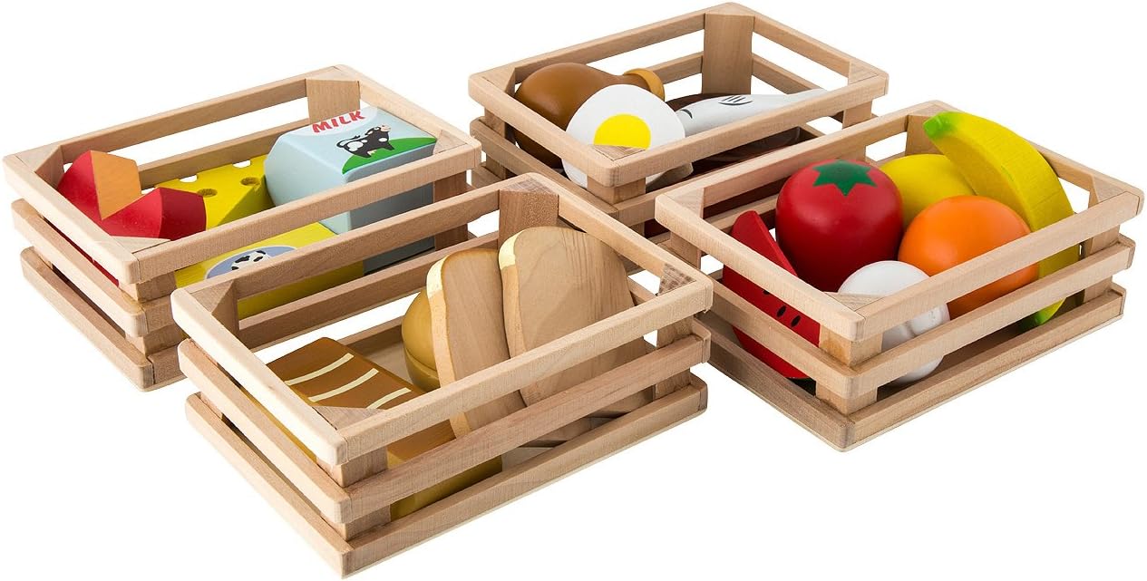 Melissa and Doug Holz Lebensmittel Kinderküche Zubehör Holz | Spielküche Zubehör Holz & Kaufladen Zubehör Holz | Küchenspielzeug für Kinder Küchenzubehör | Holzspielzeug Küche Kinder ab 2 Jahre