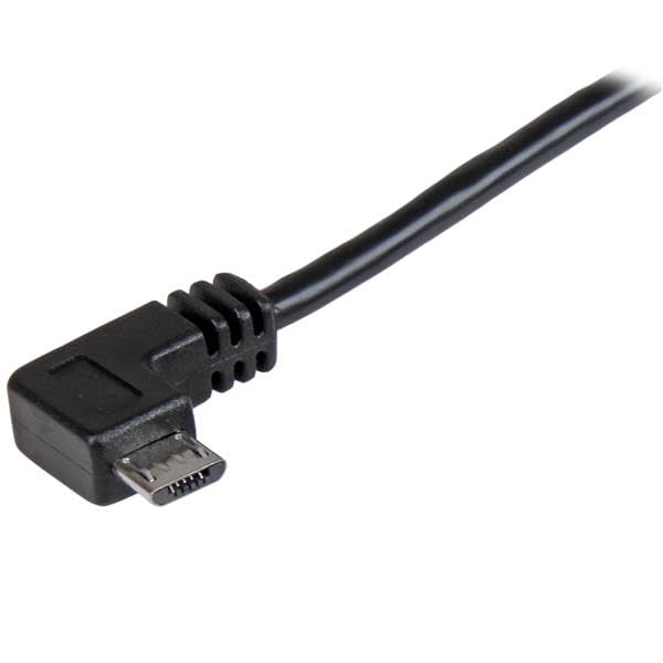 StarTech.com 2m 6 ft Micro-USB Charge-and-Sync Cable - Right-Angle Micro-USB - M/M - USB to Micro USB Charging Cable - 24 AWG (USBAUB2MRA), Black