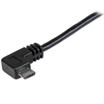 StarTech.com 2m 6 ft Micro-USB Charge-and-Sync Cable - Right-Angle Micro-USB - M/M - USB to Micro USB Charging Cable - 24 AWG (USBAUB2MRA), Black