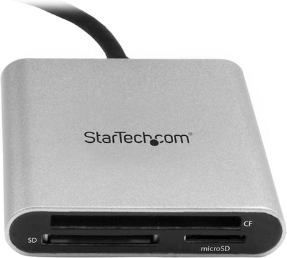 StarTech.com USB 3.0 Flash Memory Multi-Card Reader/Writer with USB-C - SD microSD and CompactFlash Card Reader w/ Integrated USB-C Cable (FCREADU3C