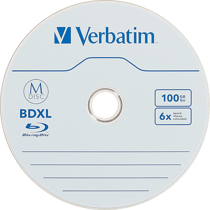 Verbatim M DISC BDXL 100GB 6X with Branded Surface Blank Blu-Ray Recordable Media – 1pk Jewel Case