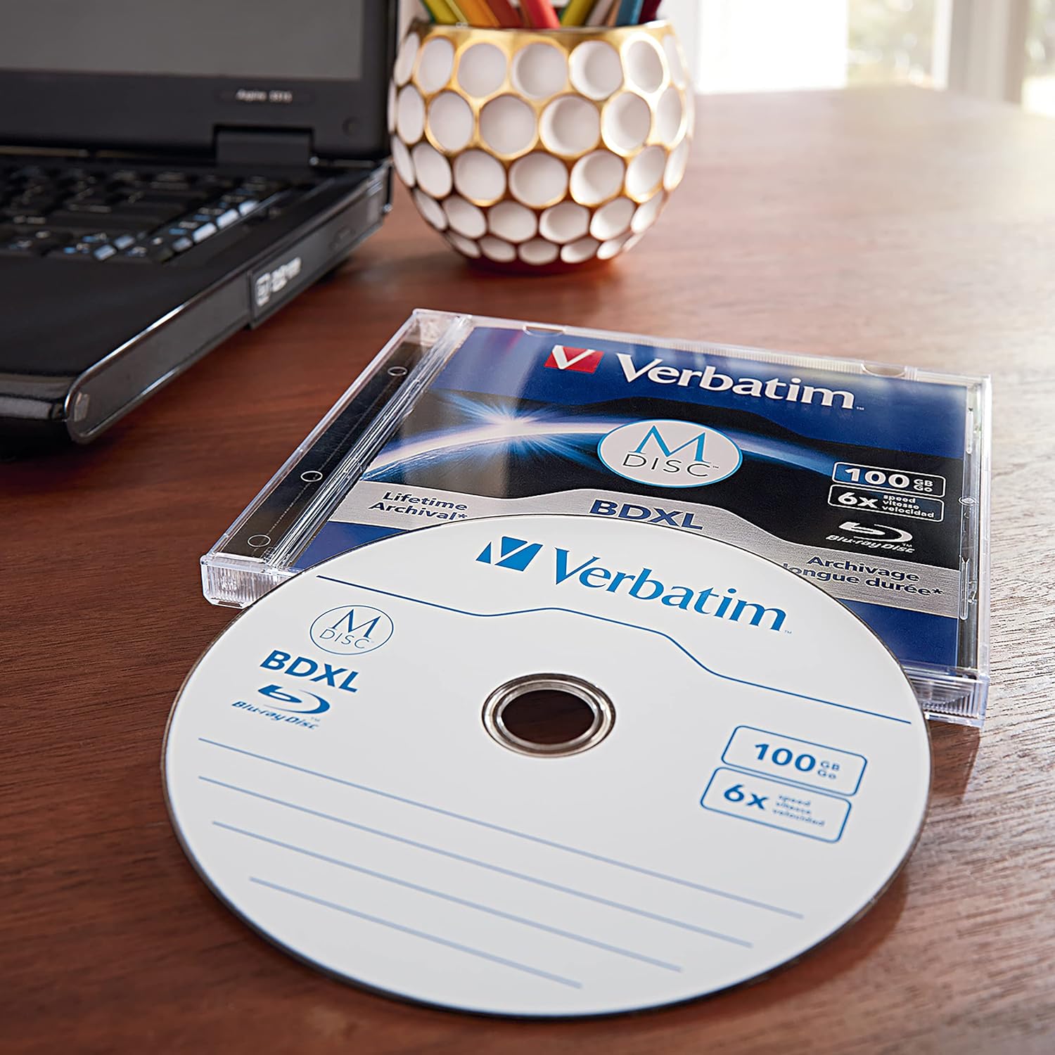 Verbatim M DISC BDXL 100GB 6X with Branded Surface Blank Blu-Ray Recordable Media – 1pk Jewel Case