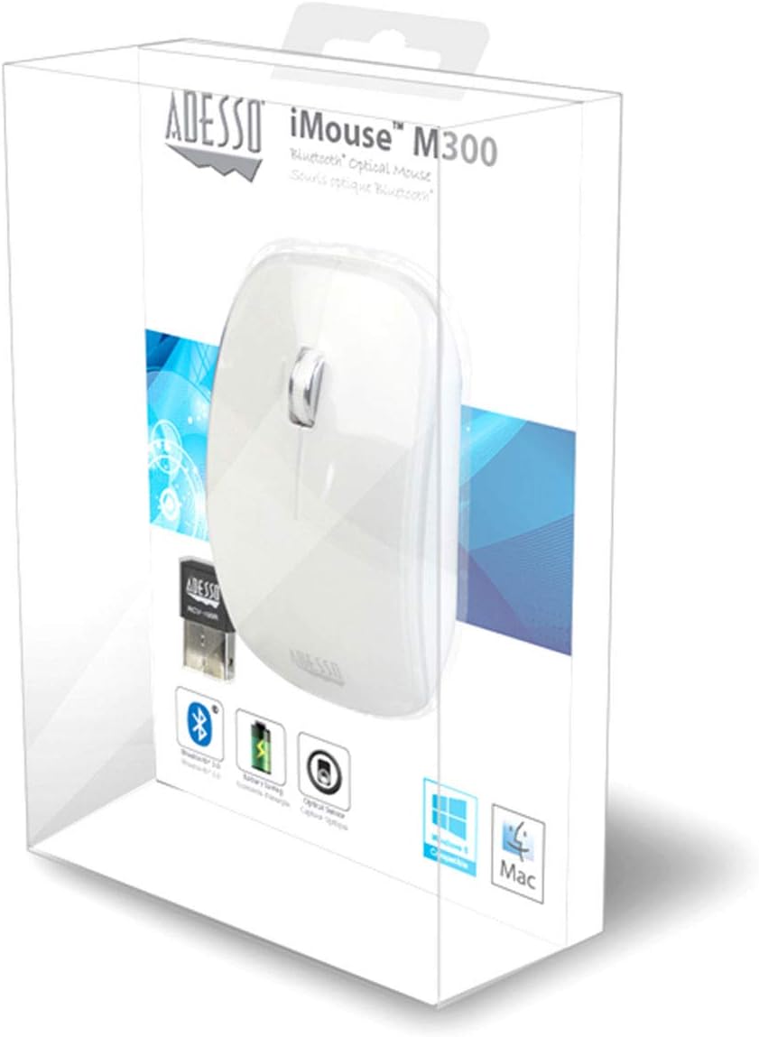 Adesso iMouse M300W - Ratón (Óptico, Bluetooth, 1000 dpi, Blanco)