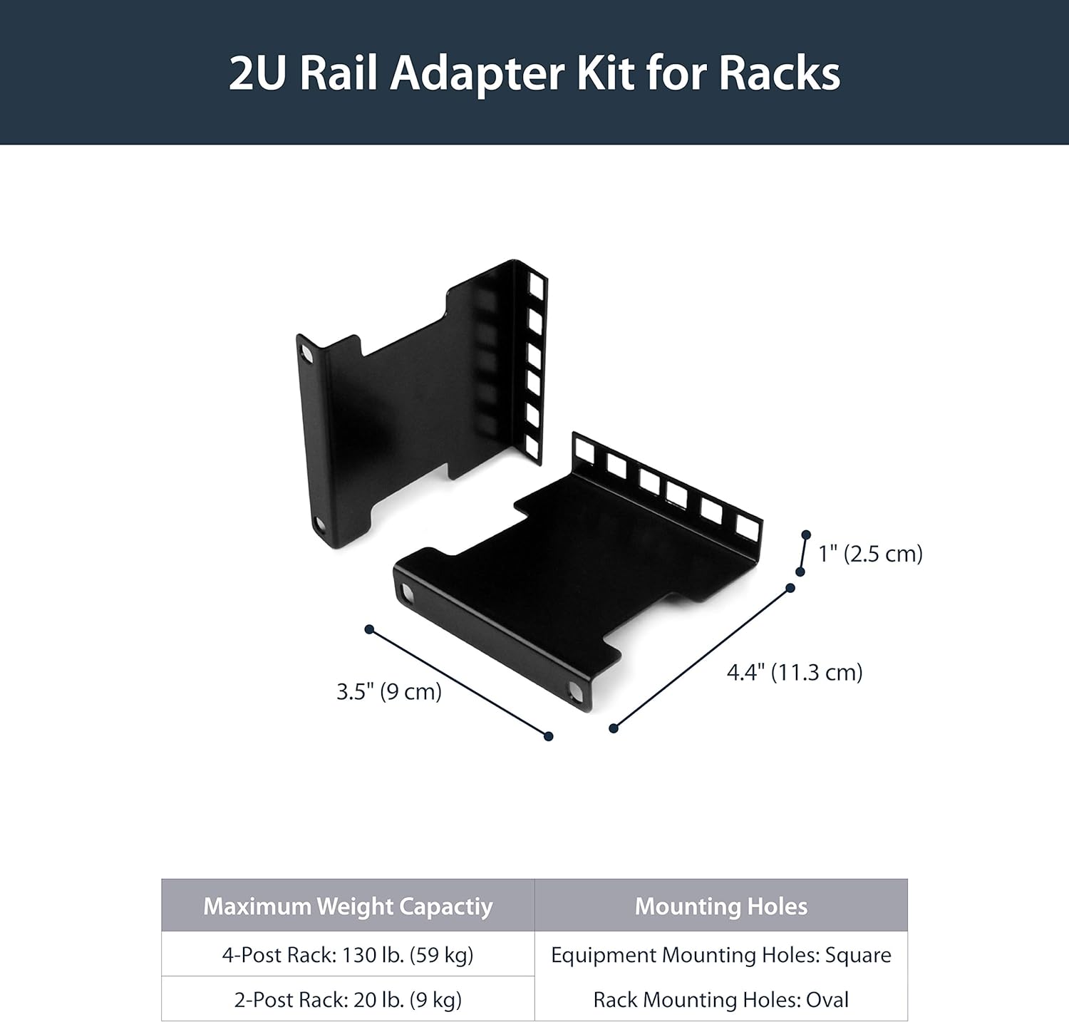 StarTech.com Server Rack Depth Extender - 2U - 4in / 10 cm - TAA Compliant - Recessed Rack Adapter - Rack Mount Adapter Kit - Network Rack Extender (RDA2U