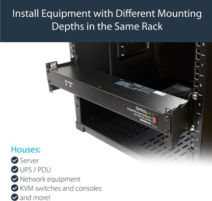 StarTech.com Server Rack Depth Extender - 2U - 4in / 10 cm - TAA Compliant - Recessed Rack Adapter - Rack Mount Adapter Kit - Network Rack Extender (RDA2U