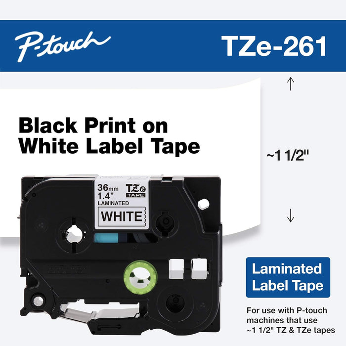 1 x Brother TZ 12 mm sw su bianco LAMINATO TZe261