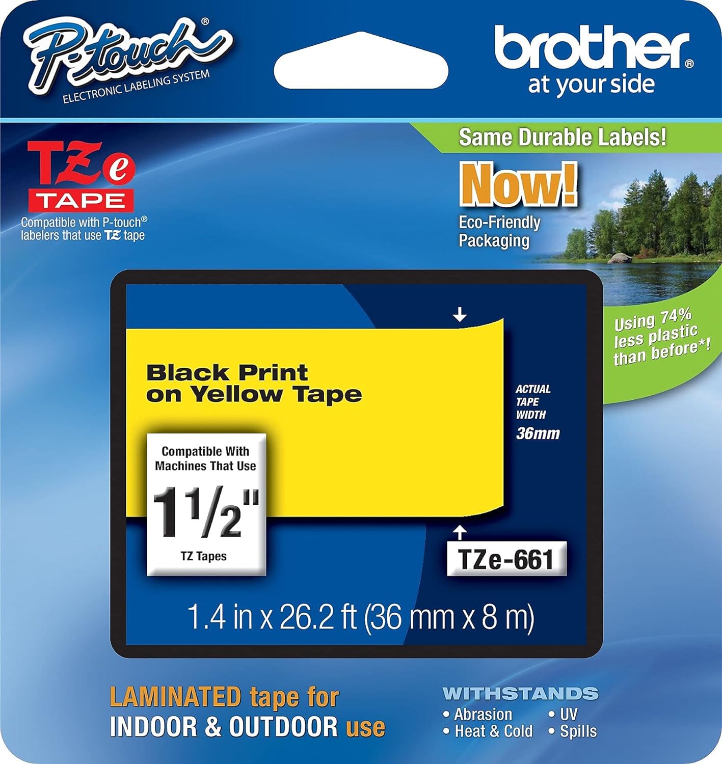 BROTHER Labelling Tape, Black on Yellow