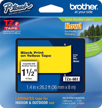 BROTHER Labelling Tape, Black on Yellow