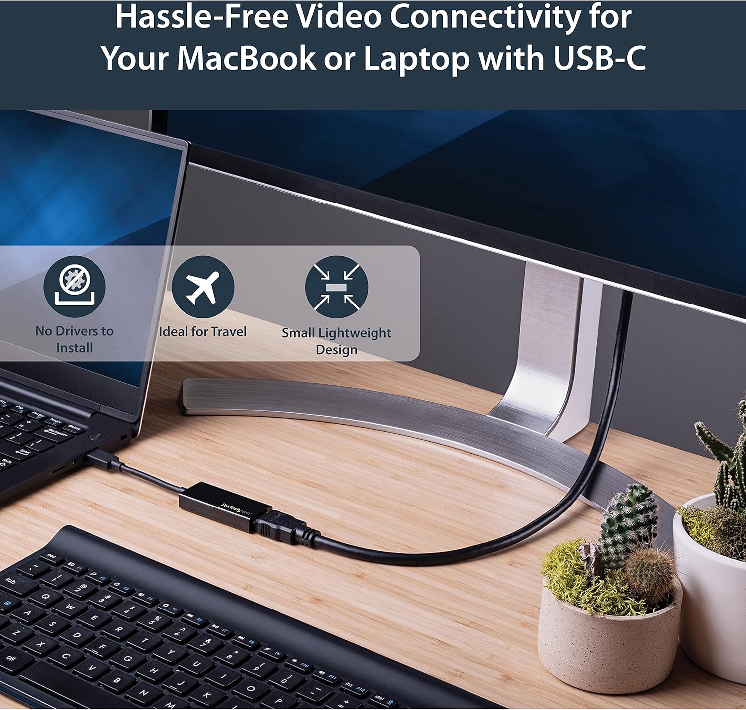 StarTech.com CDP2HD USB-C to HDMI Video Adapter Converter - 4K 30Hz - Thunderbolt 3 Compatible - USB 3.1 Type-C to HDMI Monitor Travel Dongle Black,9mmx23mmx147mm