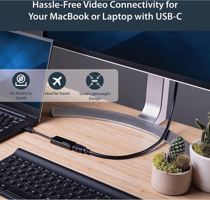 StarTech.com CDP2HD USB-C to HDMI Video Adapter Converter - 4K 30Hz - Thunderbolt 3 Compatible - USB 3.1 Type-C to HDMI Monitor Travel Dongle Black,9mmx23mmx147mm
