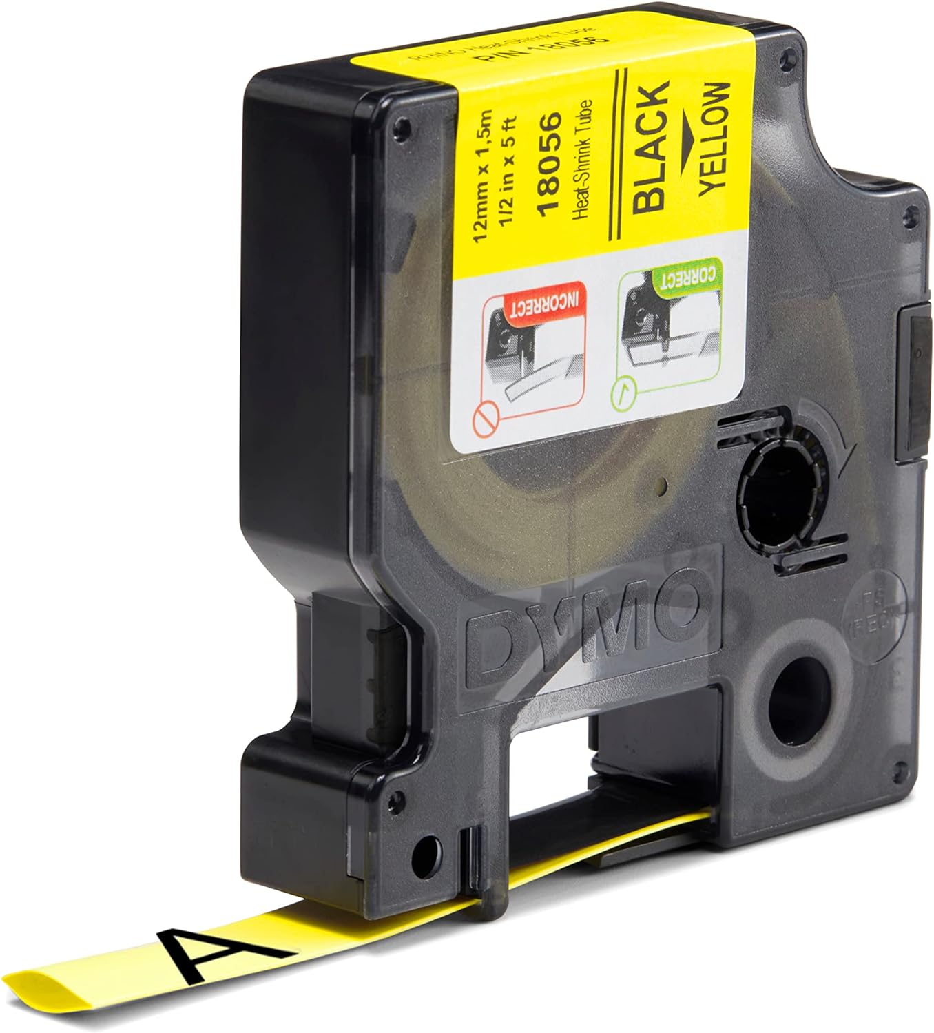 DYMO Rhino Industrial Heat-Shrink Cable Label Tubes | 12 mm x 1.5 m | Black Print on Yellow | for Rhino Label Makers black on yellow 12 mm x 1.5 m