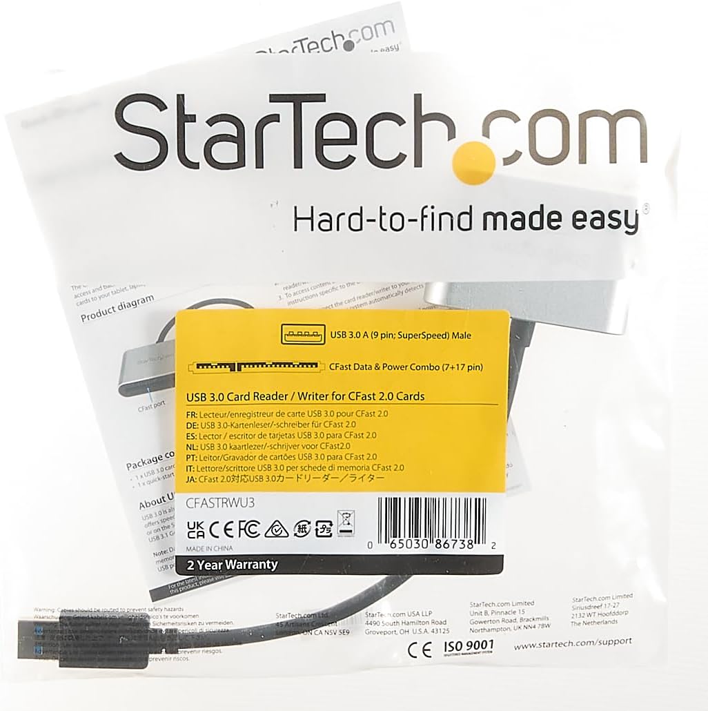 StarTech.com CFast Card Reader - USB 3.0 - USB Powered - UASP - Memory Card Reader - Portable CFast 2.0 Reader / Writer (CFASTRWU3