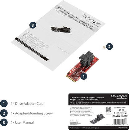 StarTech.com U.2 to M.2 Adapter - for 1 x U.2 PCIe NVMe SSD - M.2 PCIe x4 Host Interface - U.2 SSD - M.2 PCIe Adapter - U.2 Drive (M2E4SFF8643