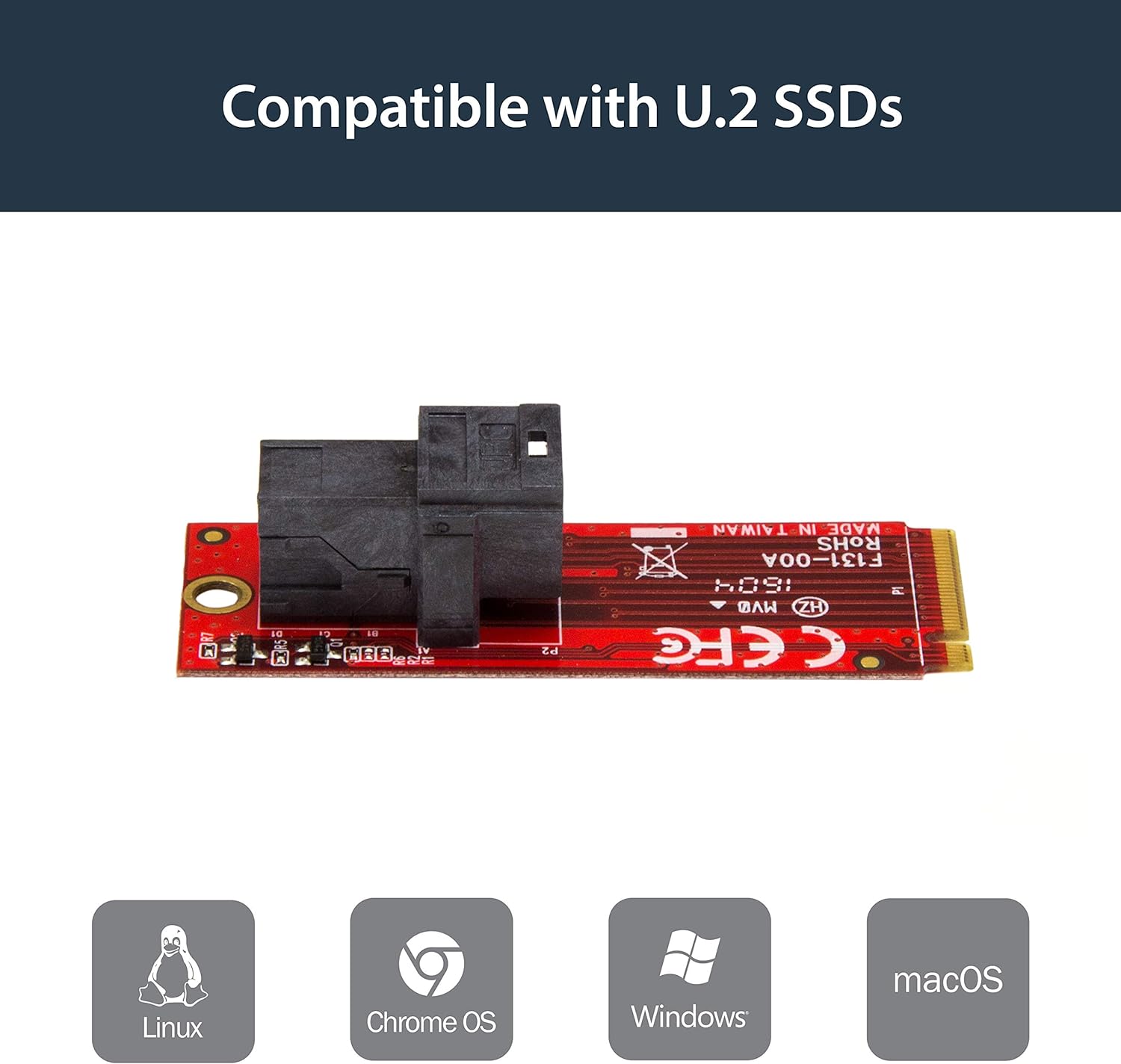 StarTech.com U.2 to M.2 Adapter - for 1 x U.2 PCIe NVMe SSD - M.2 PCIe x4 Host Interface - U.2 SSD - M.2 PCIe Adapter - U.2 Drive (M2E4SFF8643