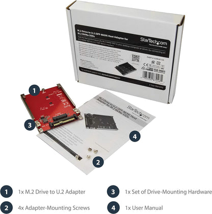 StarTech.com M.2. PCI-e NVMe to U.2 (SFF-8639) Adapter - Not Compatible with SATA Drives or SAS Controllers - For M.2 PCIe NVMe SSDs - PCIe M.2 Drive to U.2 Host Adapter - M2 SSD Converter (U2M2E125
