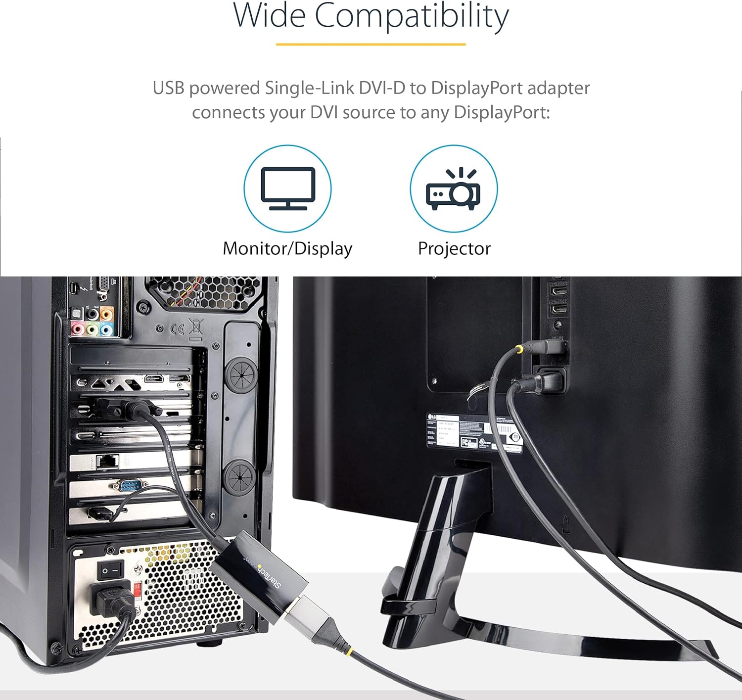 StarTech.com Adaptateur DVI vers DisplayPort - Alimentation USB - 1920 x 1200 - Convertisseur DVI vers DisplayPort - Adaptateur Vidéo - DVI-D vers DP (DVI2DP2