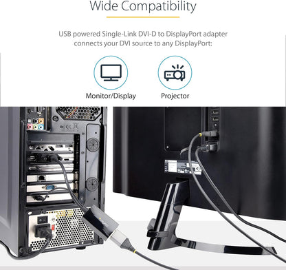 StarTech.com Adaptateur DVI vers DisplayPort - Alimentation USB - 1920 x 1200 - Convertisseur DVI vers DisplayPort - Adaptateur Vidéo - DVI-D vers DP (DVI2DP2