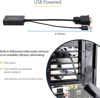 StarTech.com Adaptateur DVI vers DisplayPort - Alimentation USB - 1920 x 1200 - Convertisseur DVI vers DisplayPort - Adaptateur Vidéo - DVI-D vers DP (DVI2DP2