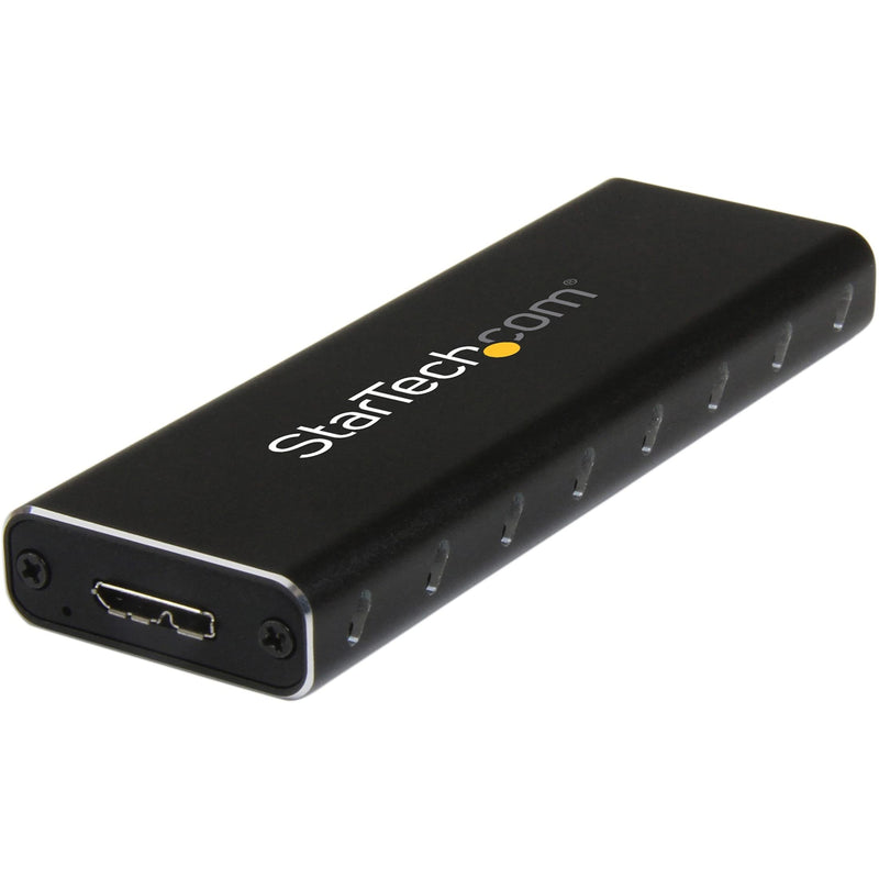StarTech.com M.2 SSD Aluminum Enclosure to USB 3.0 (5Gbps) with UASP - Black - M.2 NGFF SATA with B Key & B+M Key - External M.2 Portable Enclosure - Not Compatible with NVMe / AHCI (SM2NGFFMBU33