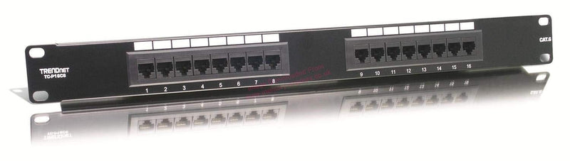 Trendnet 16-port Cat6 Unshielded Patch Panel 1000Base-T, Ethernet/Fast Ethernet/Gigabit Ethernet, Cat6, ANSI/EIA/TIA 568-B.2-1 ISO/IEC 11801