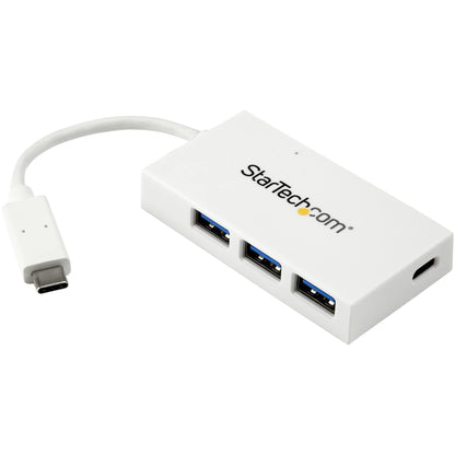 StarTech.com 4 Port USB C Hub with 1x USB-C & 3x USB-A Ports (SuperSpeed 5Gbps) - USB Bus Powered - Portable/Laptop USB 3.0 Adapter Hub - USB 3.1 Gen 1/USB 3.2 Gen 1 Type-C Hub - White (HB30C3A1CFBW