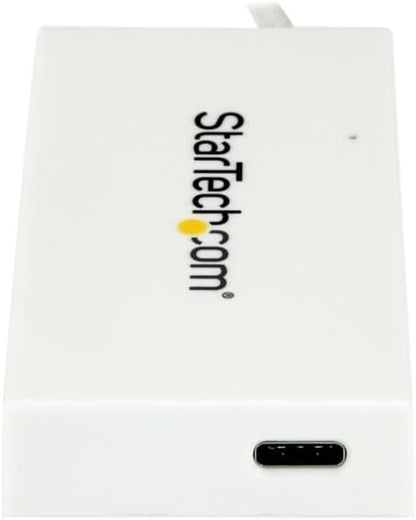 StarTech.com 4 Port USB C Hub with 1x USB-C & 3x USB-A Ports (SuperSpeed 5Gbps) - USB Bus Powered - Portable/Laptop USB 3.0 Adapter Hub - USB 3.1 Gen 1/USB 3.2 Gen 1 Type-C Hub - White (HB30C3A1CFBW