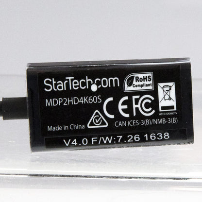 StarTech.com Mini DisplayPort to HDMI Adapter - Active mDP 1.4 to HDMI 2.0 Video Converter - 4K 60Hz - Mini DP or Thunderbolt 1/2 Mac/PC to HDMI Monitor/TV/Display - mDP to HDMI Dongle (MDP2HD4K60S
