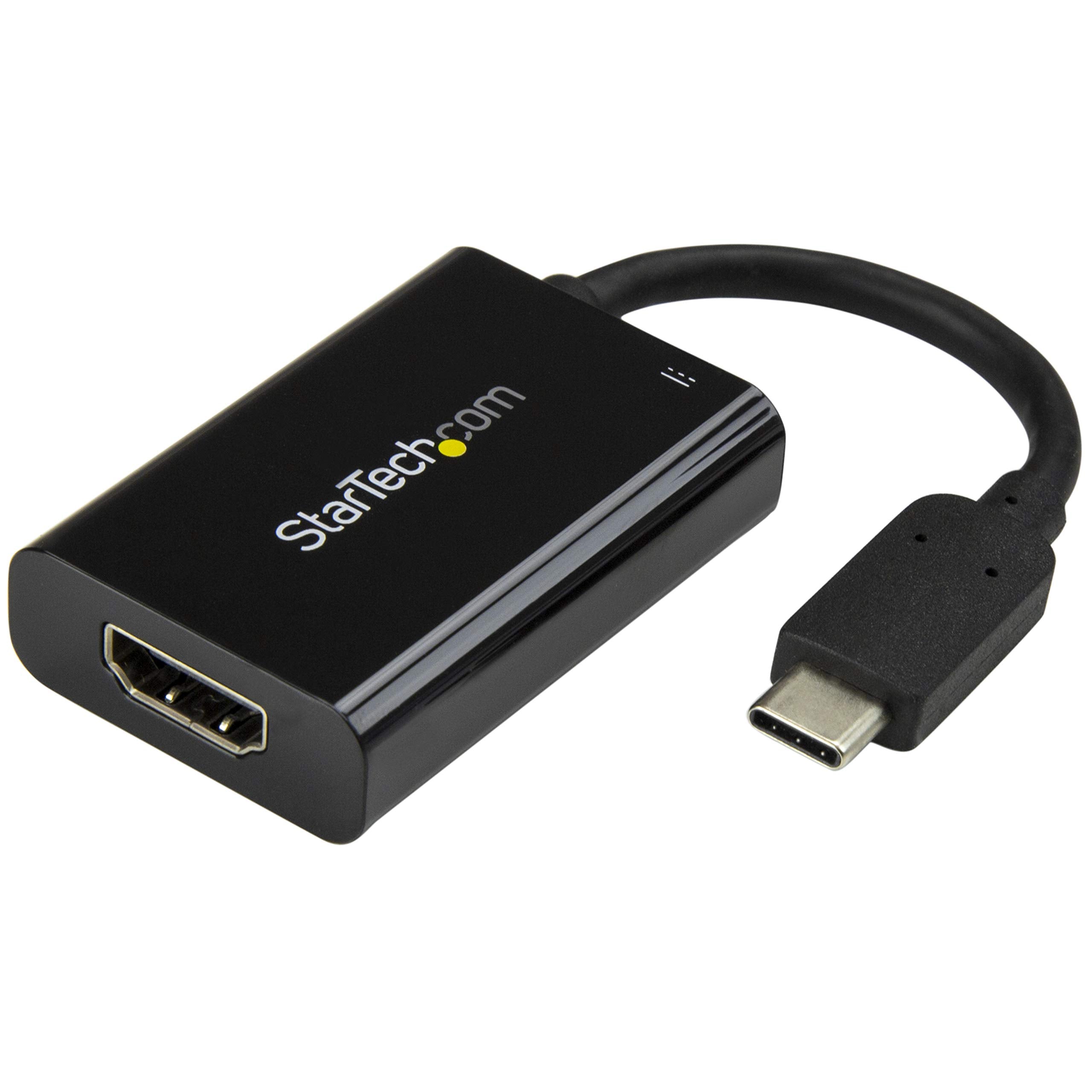 StarTech.com USB C to HDMI 2.0 Adapter with Power Delivery - 4K 60Hz USB Type-C to HDMI Display Video Converter - 60W PD Pass-Through Charging Port - Thunderbolt 3 Compatible - Black (CDP2HDUCP