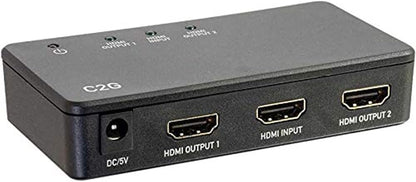 Legrand - C2G 2 Port HDMI Splitter, 4K UHD Signal Splitter, Black HDMI Splitter with Input to Output Splitter, 1 Count, C2G 41057