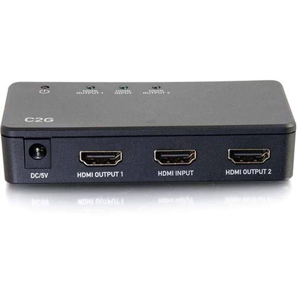 Legrand - C2G 2 Port HDMI Splitter, 4K UHD Signal Splitter, Black HDMI Splitter with Input to Output Splitter, 1 Count, C2G 41057