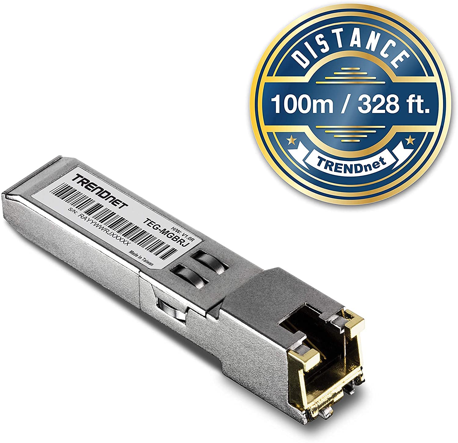 TRENDnet 1000BASE-T RJ-45 Kupfer SFP Modul, 100m (328 Fuß), Im laufenden Betrieb austauschbar, IEEE 802.3ab, Unterstützt Datenraten bis zu 1.25Gbps, TEG-MGBRJ