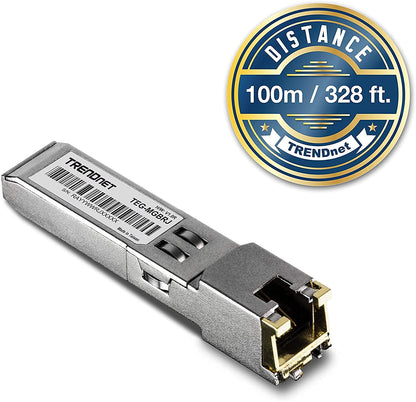 TRENDnet 1000BASE-T RJ-45 Kupfer SFP Modul, 100m (328 Fuß), Im laufenden Betrieb austauschbar, IEEE 802.3ab, Unterstützt Datenraten bis zu 1.25Gbps, TEG-MGBRJ