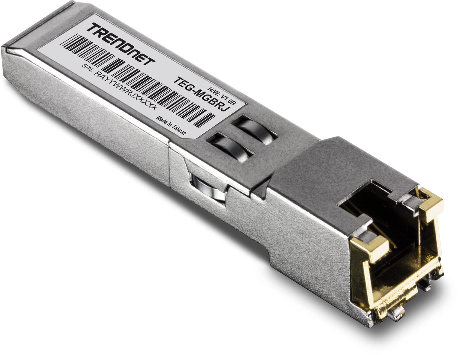 TRENDnet 1000BASE-T RJ-45 Kupfer SFP Modul, 100m (328 Fuß), Im laufenden Betrieb austauschbar, IEEE 802.3ab, Unterstützt Datenraten bis zu 1.25Gbps, TEG-MGBRJ